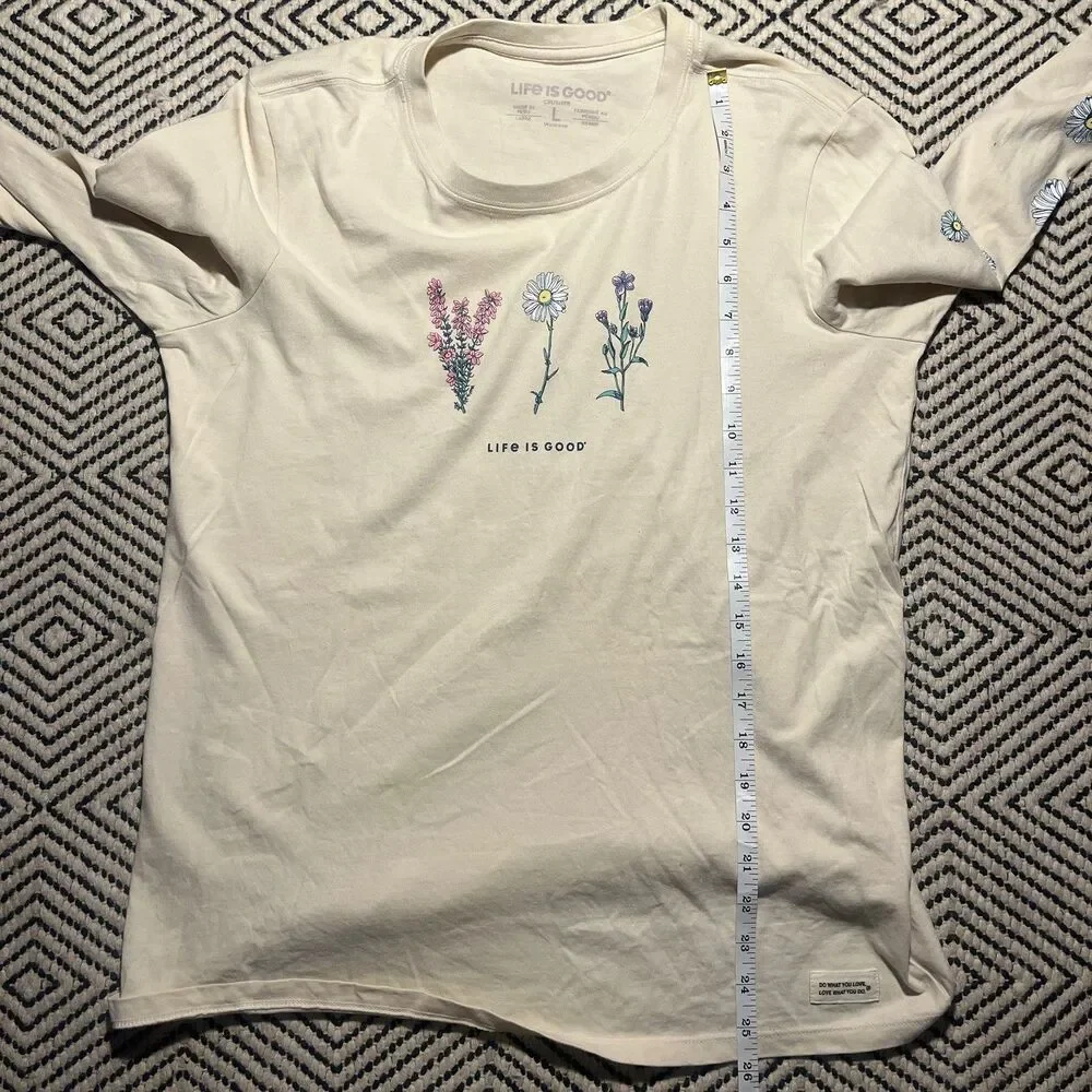 LIFE IS GOOD Womens  L  TEE RELAXED WILDFLOWERS floral nature - Picture 4 of 5